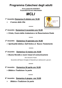 Programma Catechesi degli adulti Anno pastorale 2016/2017