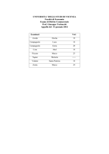 Risultati esame Diritto commerciale 31/1/2012 Prof. Trabucchi