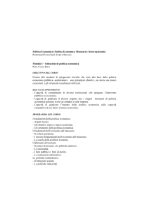Politica Economica (Politica Economica Monetaria e Internazionale