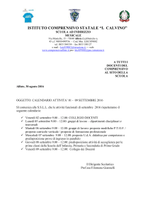 CALENDARIO ATTVITA SETTEMBRE - "Italo Calvino"
