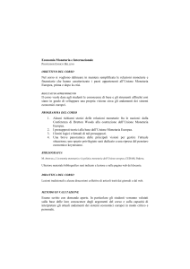 Economia Monetaria e Internazionale Professor Enrico Bellino