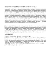 Programma di Sociologia dell`educazione, 2015