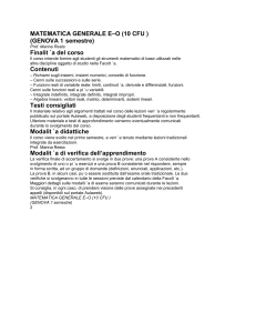 MATEMATICA GENERALE E–O (10 CFU )
