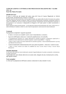 COMUNICAZIONE E CONTROLLO DEI PROCESSI DI CREAZIONE