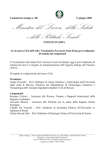 Scarica il comunicato - Ministero della Salute