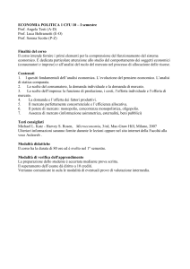 ECONOMIA POLITICA 1 CFU 10 – I semestre Prof. Angela Testi