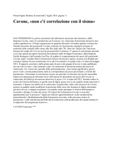 Cavone, «non c`è correlazione con il sisma