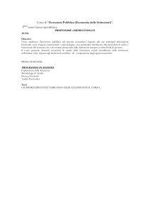 Corso di “Economia Pubblica: profili istituzionali”, Imo anno L