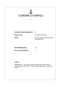 CENTRO DI RESPONSABILITA` : IV Responsabile: dr. Salvatore