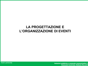 La progettazione e l`organizzazione di eventi
