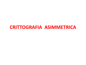 CRITTOGRAFIA ASIMMETRICA CRITTOGRAFIA ASIMMETRICA La