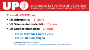 Corso di Inglese presso il polo didattico di Vercelli: inizio
