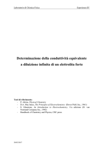 Determinazione della conduttività equivalente a diluizione infinita di