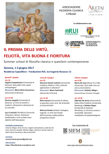 3 Giugno 2017 - Il prisma delle virtù. Felicità, buona vita e fioritura.