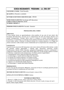 Sociologia dell`educazione - Dipartimento di Scienze umane