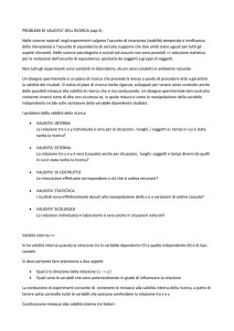 PROBLEMI DI VALIDITA` DELL RICERCA (cap 5) Nelle scienze