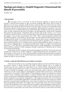 Tipologia psicologica e Modelli Diagnostici Dimensionali dei disturbi