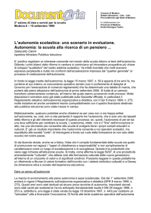 L`autonomia scolastica: uno scenario in