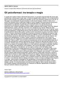 Gli psicofarmaci: tra terapia e magia
