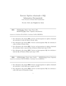 Esercizi Algebra Relazionare e SQL