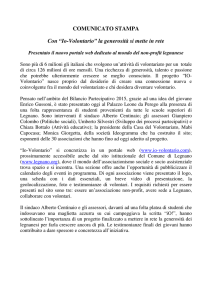 COMUNICATO STAMPA Con “Io-Volontario” la generosità si mette