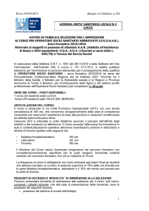 Bando corso oss int. abbreviato a.f. 2015-2016