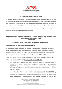 1 Società Italiana di Sociologia Presidenza Nazionale SOCIETA