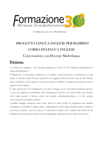 PROGETTO LINGUA INGLESE PER BAMBINI CORSO DI LINGUA
