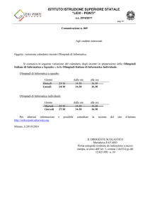variazione calendario incontri Olimpiadi di Informatica. - IIS Levi