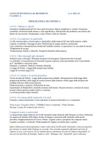 PROGRAMMA DI CHIMICA UNITÀ 1 Misure e