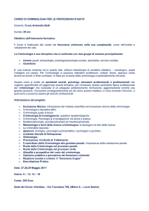 CORSO DI CRIMINOLOGIA PER LE PROFESSIONI D`AIUTO
