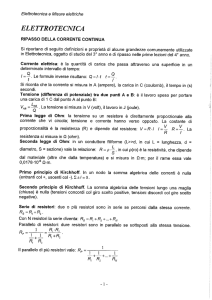 Elettrotecnica e Misure elettriche RIPASSO DELLA CORRENTE