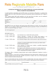 consenso informato all`esecuzione di analisi genetiche per il