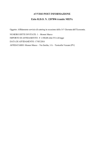 Affidamento servizio di catering in occasione della 14^ Giornata dell