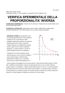 VERIFICA SPERIMENTALE DELLA PROPORZIONALITA` INVERSA