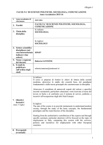 Sociologia - Dipartimento di Scienze Politiche