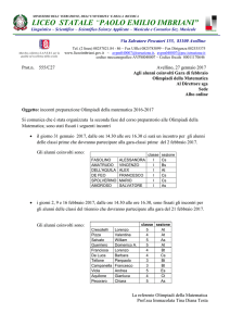 Incontri preparatori Olimpiadi di Matematica gara febbraio