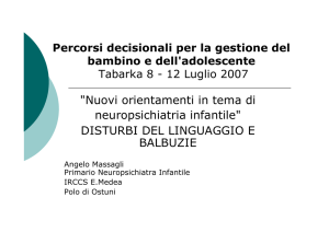 DISTURBI DEL LINGUAGGIO E BALBUZIE