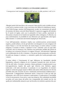 OSPITE E NEMICO, LO STRANIERO AMBIGUO L`immigrazione