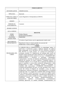 INSEGNAMENTO DENOMINAZIONE CRIMINOLOGIA
