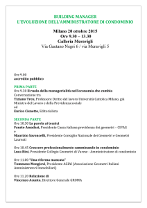 BUILDING MANAGER L`EVOLUZIONE DELL`AMMINISTRATORE DI