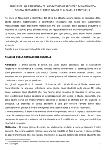 ANALISI DI UNA ESPERIENZA DI LABORATORIO DI RECUPERO
