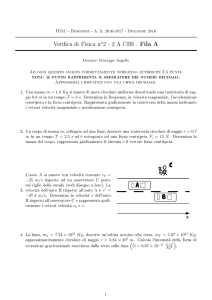 Verifica di Fisica n  2 - 2 A CBS - Fila A nota: il punto rappresenta il