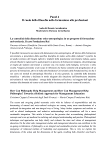 Panel 4 Il ruolo della filosofia nella formazione alle professioni