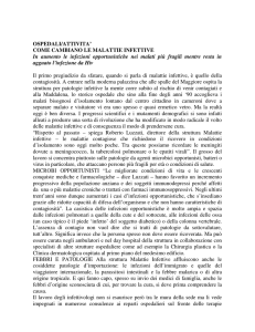 OSPEDALI/ATTIVITA` COME CAMBIANO LE MALATTIE INFETTIVE
