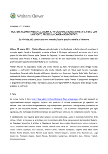 WOLTERS KLUWER PRESENTA A ROMA IL 19 GIUGNO LA