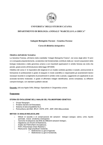 Genetica Forense - Dipartimento di Scienze Biologiche, Geologiche