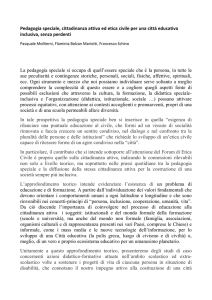 Pedagogia speciale, cittadinanza attiva ed etica civile per una città