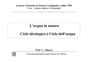 L`acqua in natura Ciclo idrologico o Ciclo dell`acqua