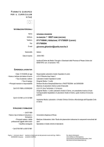 FORMATO EUROPEO PER IL CURRICULUM VITAE